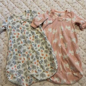 Carters Fleece sleep sacks - Pink and Gray Animal Print